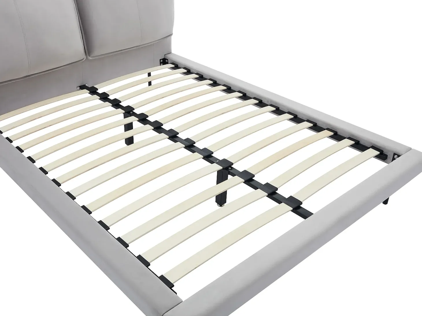 Cama 140 x 190 cm em veludo de cor cinza + colchão - IBEDIA