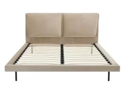 Cama 140 x 190 cm em veludo de cor taupe - IBEDIA