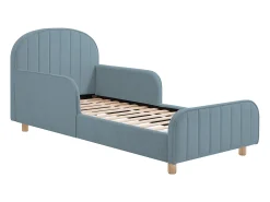 cama 90 x 190 cm tecido texturizado em cor azul + colchão – MIRAVELO
