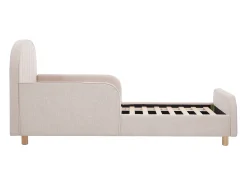 Cama 90 x 190 cm tecido texturizado em cor bege – MIRAVELO