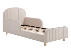 cama 90 x 190 cm tecido texturizado em cor bege + colchão – MIRAVELO