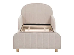 cama 90 x 190 cm tecido texturizado em cor bege + colchão – MIRAVELO