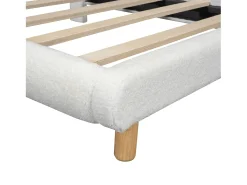 Cama acolchoada 90 x 200 cm, cama de bebé macia, cabeceira bonita, base de ripas, branco