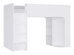 Cama alta 90 x 190 cm com espaços de arrumação branco - COLUMI