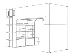 Cama alta 90 x 190 cm com espaços de arrumação branco - COLUMI