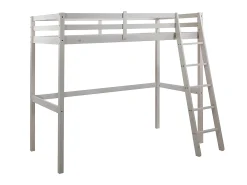 Cama alta 90 x 190 cm em pinho maciço esbranquiçado com colchão GEDEON II