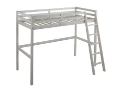 Cama alta 90 x 190 cm em pinho maciço esbranquiçado com colchão GEDEON II