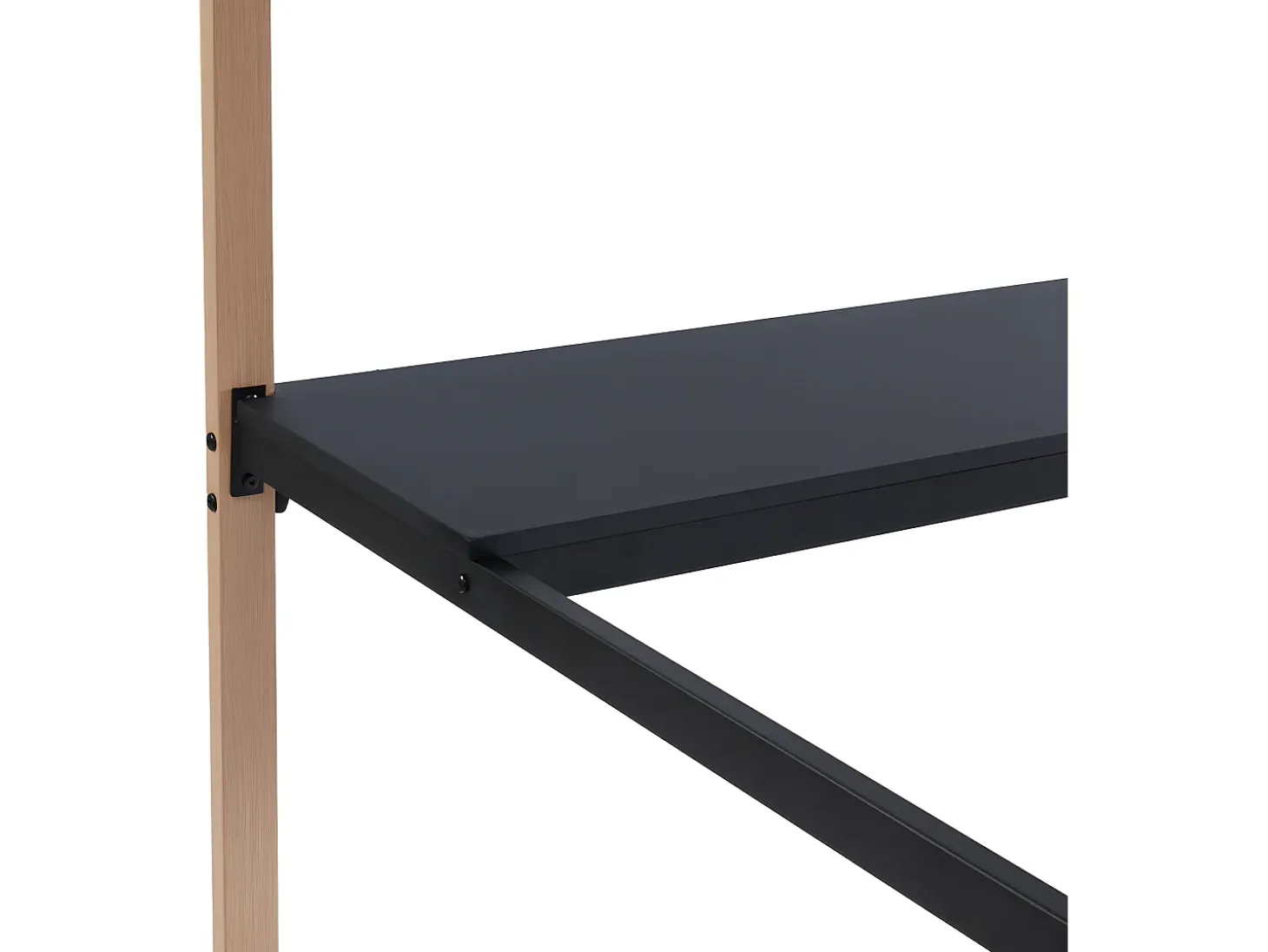 Cama alta 90 x 190 cm secretária integrada preto e cor carvalho MALICIA
