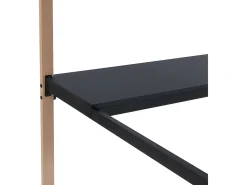 Cama alta 90 x 190 cm secretária integrada metal preto e cor carvalho MALICIA
