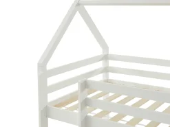 Cama alta cabana 90 x 190 cm em madeira de pinho branco com colchão - TARZIA