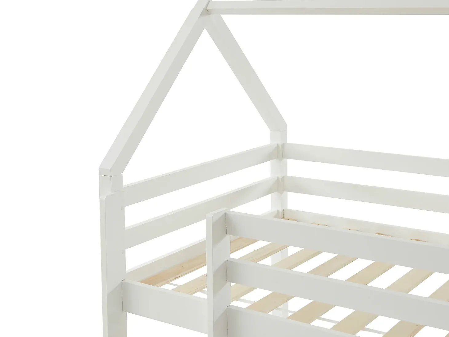 Cama alta cabana 90 x 190 cm em madeira de pinho branco com colchão - TARZIA