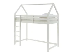 Cama alta cabana 90 x 190 cm em madeira de pinho branco - TARZIA