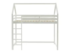 Cama alta cabana 90 x 190 cm em madeira de pinho branco - TARZIA