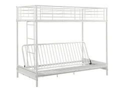 Cama alta de metal branco de 90 x 190 cm com banco conversível MODULO V