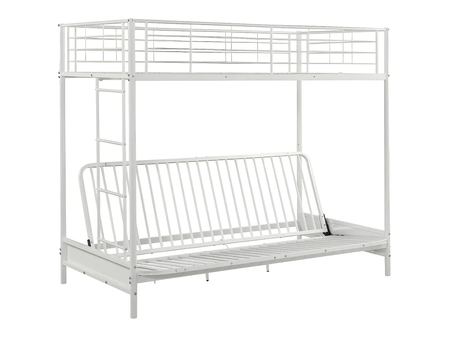 Cama alta de metal branco de 90 x 190 cm com banco conversível MODULO V