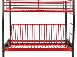 Cama alta de metal preta e vermelha de 90 x 190 cm com banco conversível + futon MODULO V