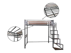 Cama alta em metal com escada 