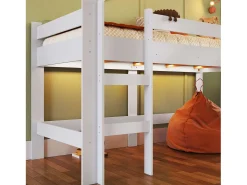 Cama alta infantil Nubbi com escorregador, quarto branco 202x110x210 cm