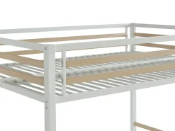 Cama alta JOGUI 140 x 200 cm em metal branco e MDF com colchão.