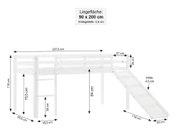 Cama Alta para Crianças 90x200 cm Branco