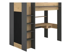 Cama alta secretária e armário 90 x 200 cm carvalho e antracite com colchão AUCKLAND