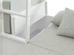Cama alta secretária, sofá e espaços de arrumação 90 x 200 cm Pinho maciço Branco - GOLIATH III