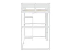 Cama alta 90x200 cm - com prateleiras de arrumação, estrado de ripas de madeira - branca - colchão não incluído