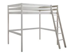 Cama alta 140x190 cm em pinho maciço Branqueado - GEDEON
