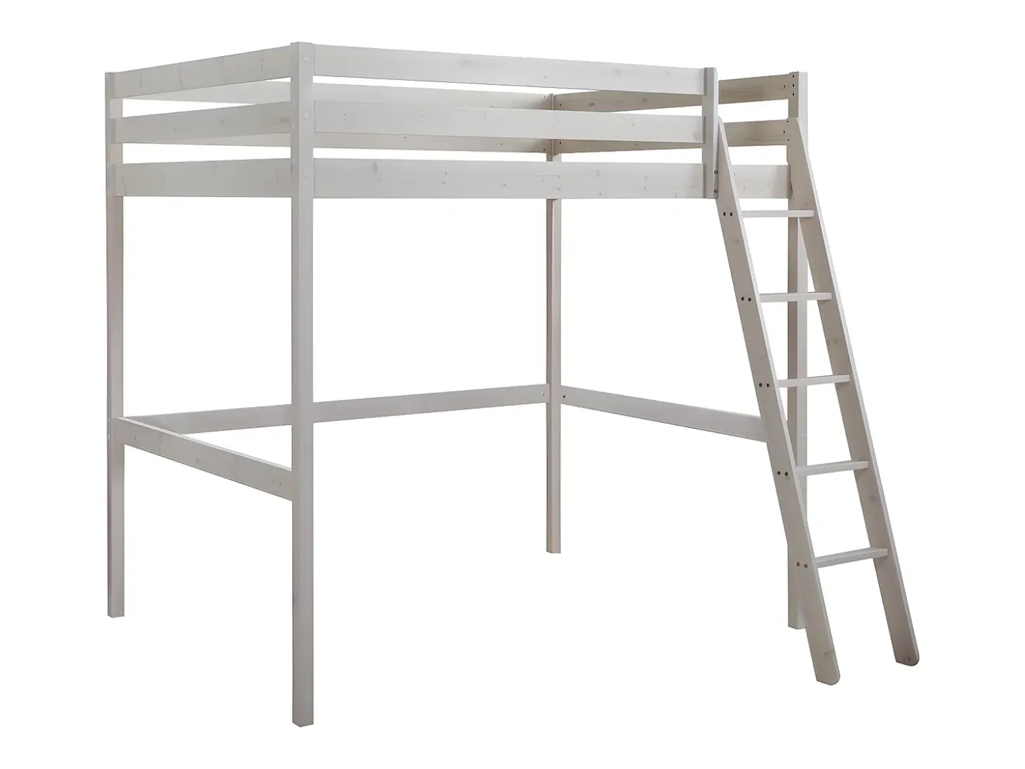 Cama alta 140x190 cm em pinho maciço Branqueado - GEDEON
