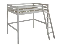 Cama alta 140x190 cm em pinho maciço Branqueado - GEDEON