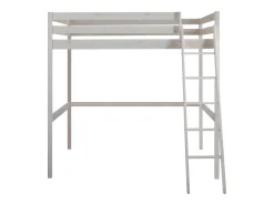 Cama alta 140x190 cm em pinho maciço Branqueado - GEDEON