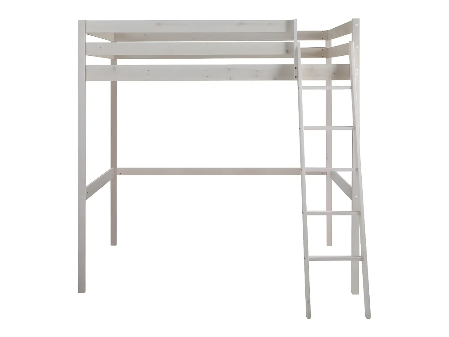 Cama alta 140x190 cm em pinho maciço Branqueado - GEDEON