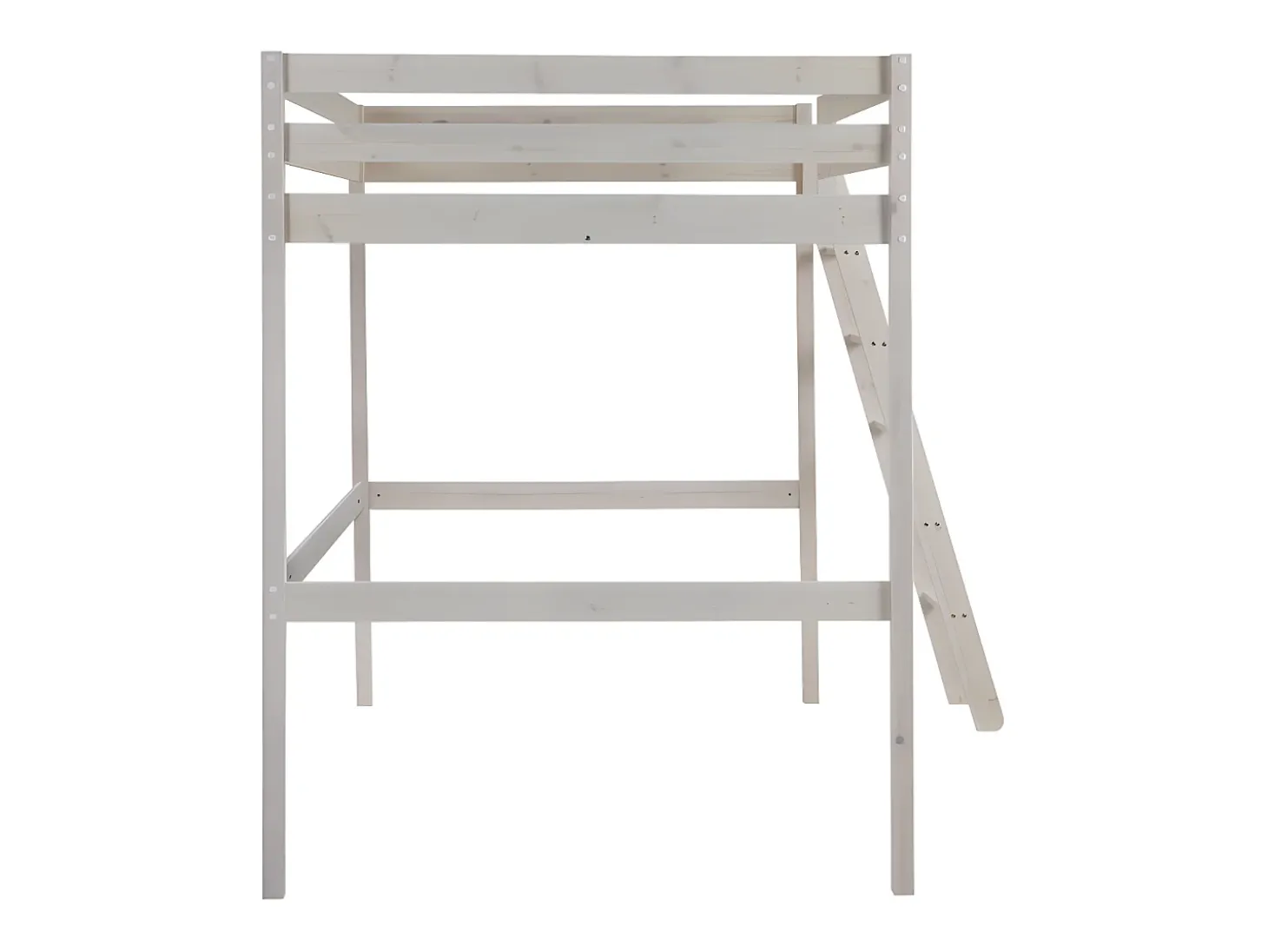 Cama alta 140x190 cm em pinho maciço Branqueado - GEDEON