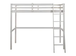Cama alta 90x190 cm em pinho maciço Branqueado - GEDEON