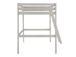Cama alta 140x190 cm em pinho maciço esbranquiçado com colchão GEDEON II