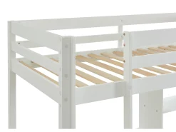 Cama alta 90x200 cm secretária, sofá e arrumação pinho e MDF branco + colchão - GOLIATH
