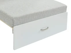 Cama alta 90x200 cm secretária, sofá e arrumação pinho e MDF branco + colchão - GOLIATH