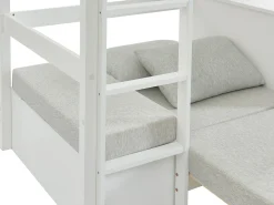 Cama alta 90x200 cm secretária, sofá e arrumação pinho e MDF branco + colchão - GOLIATH