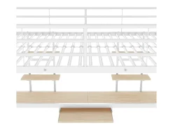 Cama alta 140x200cm - com secretária e prateleiras - estrutura metálica - Branco