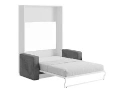Cama armário rebatível com sofá 140x200 cm branco e cinza - VACIALA II