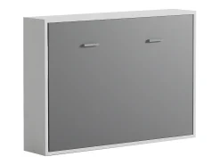 Cama armário rebatível horizontal 140x200 cm branco e cinza - MALINA II