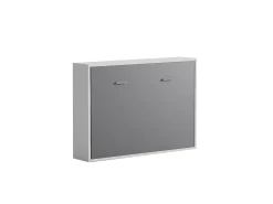 Cama armário rebatível horizontal 140x200 cm cinza e branco com colchão - MALINA II