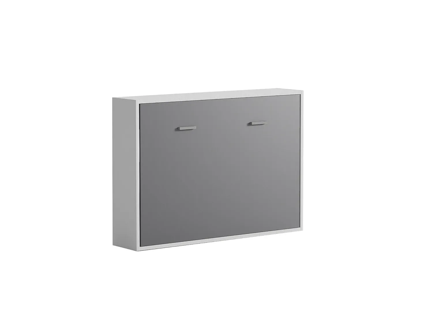 Cama armário rebatível horizontal 140x200 cm cinza e branco com colchão - MALINA II