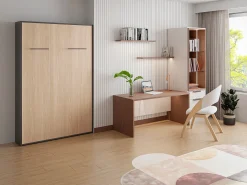 Cama armário rebatível vertical 140x200 cm natural e antracite - MALINA II