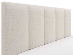 Cama arrumação 180x200cm cabeceira estofada costuras verticais tecido bege colchão KILACLO