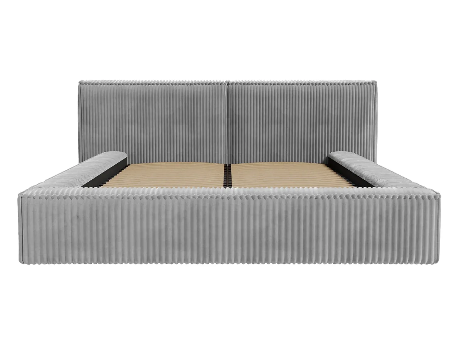 Cama arrumação 160x200cm veludo canelado grosso cinza-claro colchão TIMANO Pascal Morabito