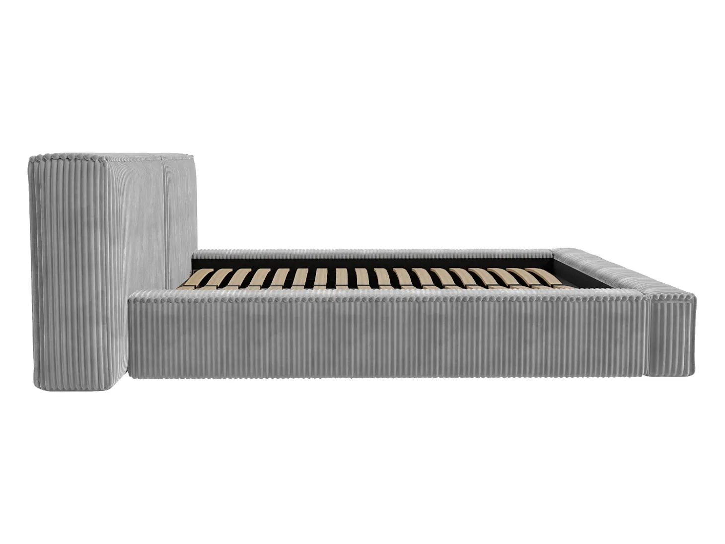 Cama arrumação 140x190cm veludo canelado grosso cinza-claro colchão TIMANO Pascal Morabito