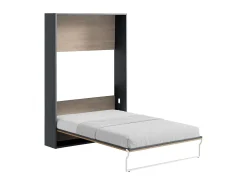 Cama articulada vertical rebatível 140 x 200 cm natural e antracite com colchão MALINA II