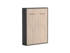 Cama articulada vertical rebatível 140 x 200 cm natural e antracite com colchão MALINA II