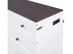 Cama articulada 140x200 cm - Com gaveta, USB e tomada - Pinho + MDF - Carga máx. 204 kg - Branco